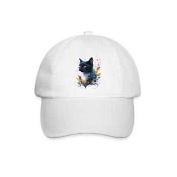 Bunte Katze - Baseballkappe - Weiß/Weiß - Vorne