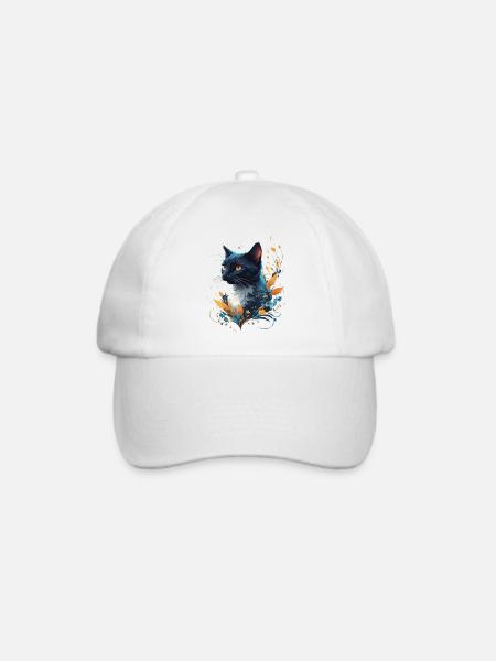 Bunte Katze - Baseballkappe - Weiß/Weiß