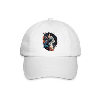 Bunte Katze - Baseballkappe - Weiß/Weiß - Vorne
