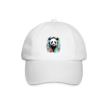 Panda, Kopfhörer,panda mit kopfhörer, illustration - Baseballkappe - Weiß/Weiß - Vorne