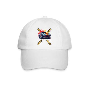 Heiß, heiß, heiß! Super Sport Cartoon Auto - Baseballkappe - Weiß/Weiß - Vorne