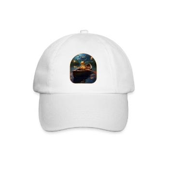 Frosch Ruderboot Sternenhimmel Cottagecore - Baseballkappe - Weiß/Weiß - Vorne