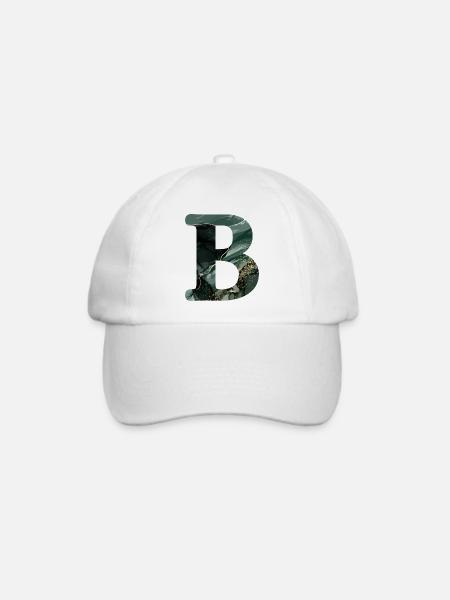 Grün marmorierter Buchstabe b - Baseballkappe - Weiß/Weiß