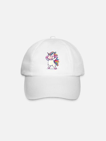 Tanzendes Einhorn mit Regenbogenhaar - Baseballkappe - Weiß/Weiß