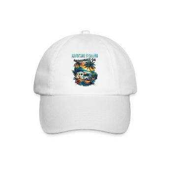 Adventure is Calling and i must go. Camping, cool, - Baseballkappe - Weiß/Weiß - Vorne