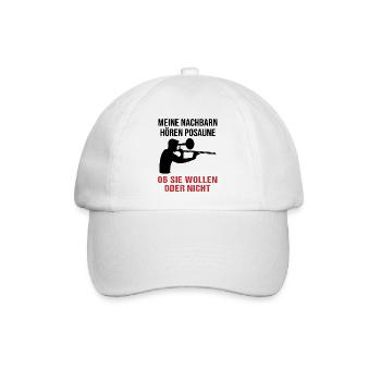 Nachbarn Hören Posaune Musikfan Geschenk - Baseballkappe - Weiß/Weiß - Vorne