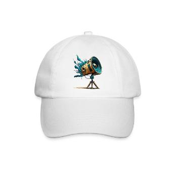 Retro Teleskop Lautsprecher - Baseballkappe - Weiß/Weiß - Vorne