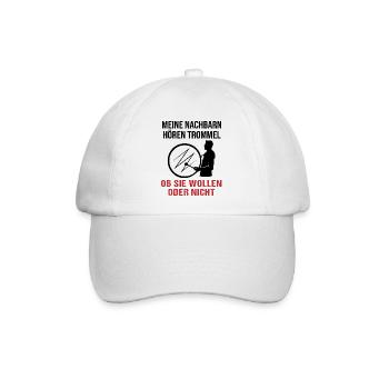 Trommler Nachbarn – Unüberhörbarer Beat - Baseballkappe - Weiß/Weiß - Vorne