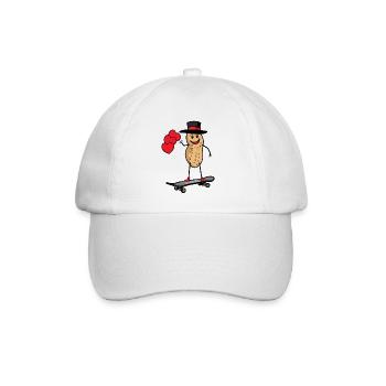 Erdnuss Geburtstagsgrüße Geburtstaggeschenk Skater - Baseballkappe - Weiß/Weiß - Vorne