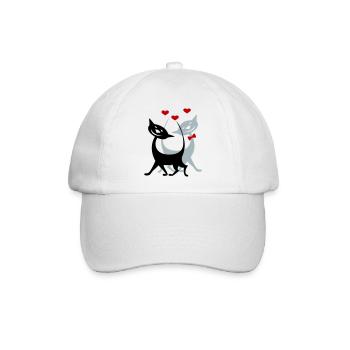 verliebte Katzen - Baseballkappe - Weiß/Weiß - Vorne