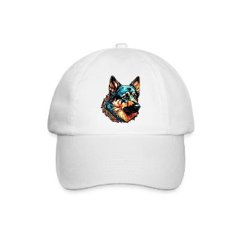 Hund / Tier / Haustier / Fellnase / Schäferhund - Baseballkappe - Weiß/Weiß - Vorne
