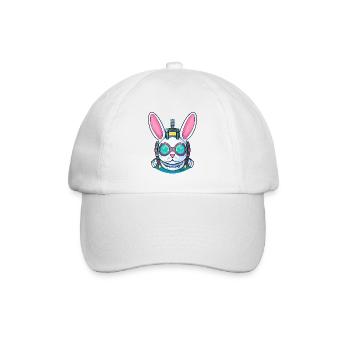 Ein lustiger Cyborg-Hase - Baseballkappe - Weiß/Weiß - Vorne