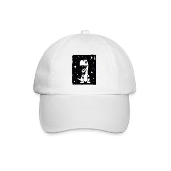 Einige Sterne und ein niedlicher Dino - Baseballkappe - Weiß/Weiß - Vorne