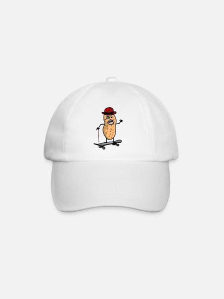 Erdnuss Großvater Skaten Skater Nuss Opa - Baseballkappe - Weiß/Weiß