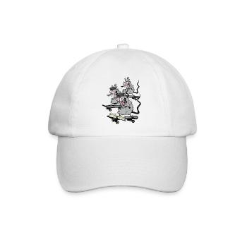 Skater Ratten Schule Ferien Schüler Student Skate - Baseballkappe - Weiß/Weiß - Vorne