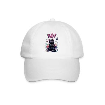 Katze Lustiger Spruch Nö! für Katzenliebhaber - Baseballkappe - Weiß/Weiß - Vorne