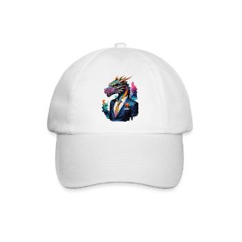 Drache im Anzug - Baseballkappe - Weiß/Weiß - Vorne
