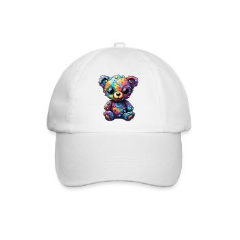 Teddybär / Kuscheltier / Stofftier / Geschenkidee - Baseballkappe - Weiß/Weiß - Vorne