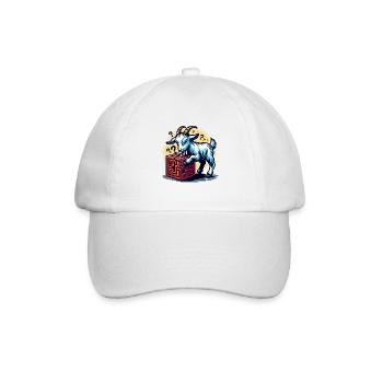 Coole Ziegen löst Rätsel - Baseballkappe - Weiß/Weiß - Vorne