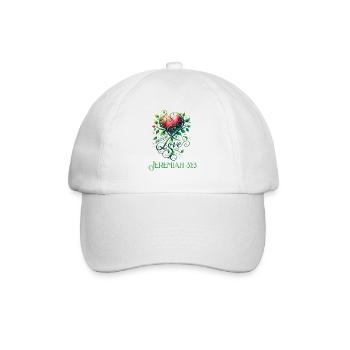 Unerschütterliche Liebe Jeremia 31:3 Botanisches - Baseballkappe - Weiß/Weiß - Vorne