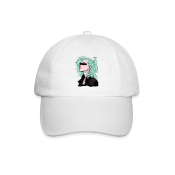 Anonymes Cartoon-Rocker-Mädchen - Baseballkappe - Weiß/Weiß - Vorne