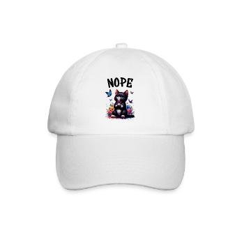 Katze Lustiger Spruch Nope für Katzenliebhaber - Baseballkappe - Weiß/Weiß - Vorne
