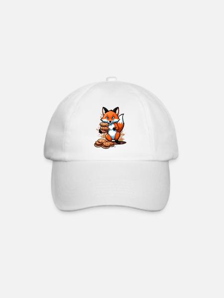 Fox & Cookie Delight - Baseballkappe - Weiß/Weiß
