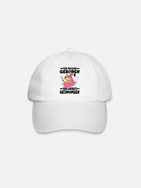 Für Urlaub Geboren Zur Arbeit Gezwungen - Baseballkappe - Weiß/Weiß