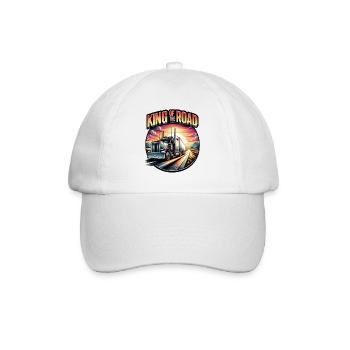 King of the Road - LKW Design. Fernfahrer, Trucker - Baseballkappe - Weiß/Weiß - Vorne