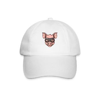 Lustiges Leder Maske Schwein - Baseballkappe - Weiß/Weiß - Vorne