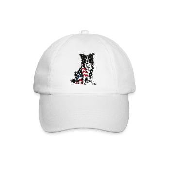 Border Collie Dog 4th of July American Flag Gifts - Baseballkappe - Weiß/Weiß - Vorne