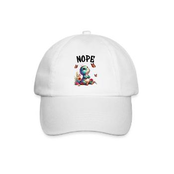 Dinosaurier Spruch Nope für Jungen und Mädchen - Baseballkappe - Weiß/Weiß - Vorne