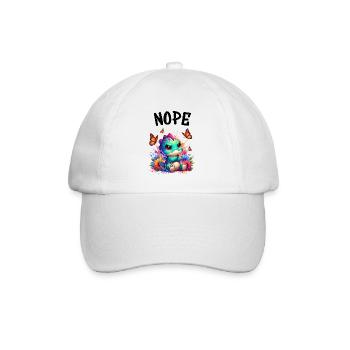 Dinosaurier Spruch Nope für Jungen und Mädchen - Baseballkappe - Weiß/Weiß - Vorne