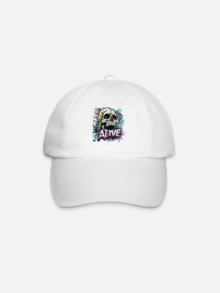 Dieser Totenkopf-Schädel lebt - Baseballkappe - Weiß/Weiß