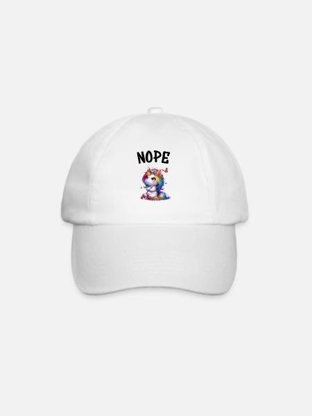 Einhorn Spruch Nope Jungen und Mädchen Fabelwesen - Baseballkappe - Weiß/Weiß