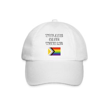 Du bist sicher bei mir Inklusive Pride Fortschrittsflagge - Baseballkappe - Weiß/Weiß - Vorne