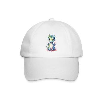 Niedlicher Aquarell-Drache - Entzückende Fantasy-Kunst - Baseballkappe - Weiß/Weiß - Vorne