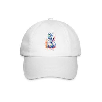 Kawaii Aquarell Drache - Niedliche Fantasy Kunst - Baseballkappe - Weiß/Weiß - Vorne