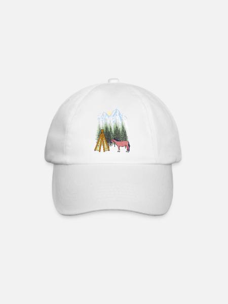 Schamanen Pferd Tipi Gebirge Berge Wald Natur USA - Baseballkappe - Weiß/Weiß