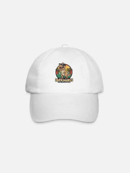 Papasaurus Expert Roar Geschenk - Baseballkappe - Weiß/Weiß