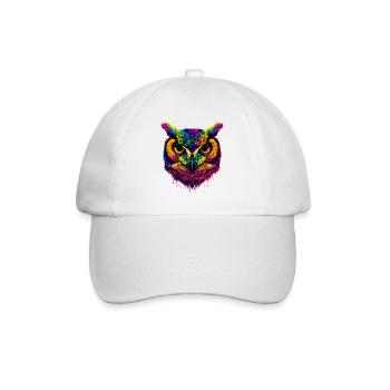Eule Bunt Regenbogen Farben Pop Art Kauz Uhu Eulen - Baseballkappe - Weiß/Weiß - Vorne
