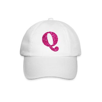Buchstabe q rosa Glitzer - Baseballkappe - Weiß/Weiß - Vorne