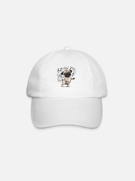Lass die Musik deine Seele Tanzender Mops - Baseballkappe - Weiß/Weiß