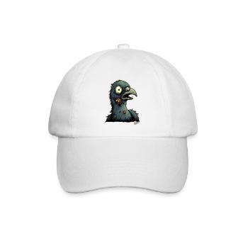 Eine erschrockene Zombie-Taube - Baseballkappe - Weiß/Weiß - Vorne