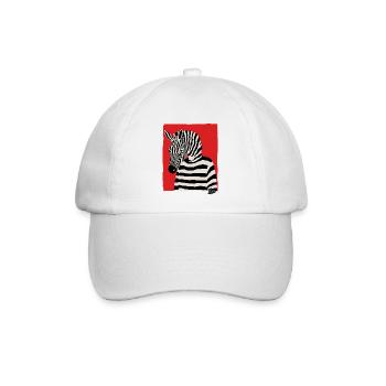 Cartoon Comic Kunst eines Zebra mit Pullover - Baseballkappe - Weiß/Weiß - Vorne