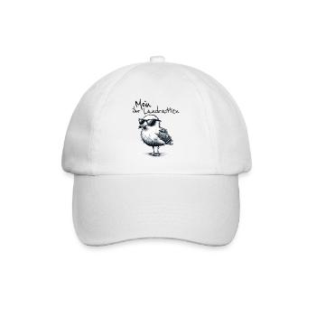 Moin ihr Landratten Lustiger Möwe Spruch - Baseballkappe - Weiß/Weiß - Vorne