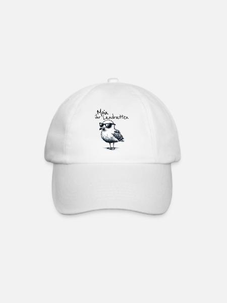 Moin ihr Landratten Lustiger Möwe Spruch - Baseballkappe - Weiß/Weiß
