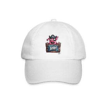 Lustiger Schwein Pirat, Ahoi! - Baseballkappe - Weiß/Weiß - Vorne