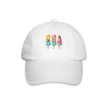 Hello Summer. Fröhliches Eis am Stiel Design, Eis, - Baseballkappe - Weiß/Weiß - Vorne