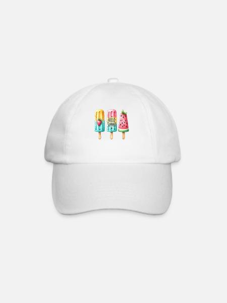Hello Summer. Fröhliches Eis am Stiel Design, Eis, - Baseballkappe - Weiß/Weiß
